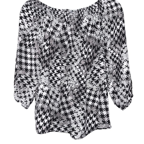 Ninety Black and Gray Tie Front Blouse - Picture 5 of 5